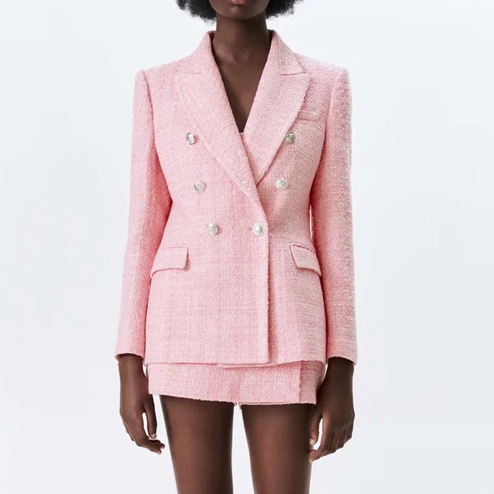 Zara Pink Tweed Blazer